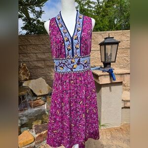 NWT Wisp Plum and Blue Sleeveless Jersey Dress